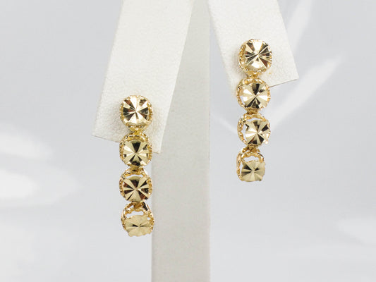 Vintage Solid 14k Yellow Gold Floral Dangle Earrings