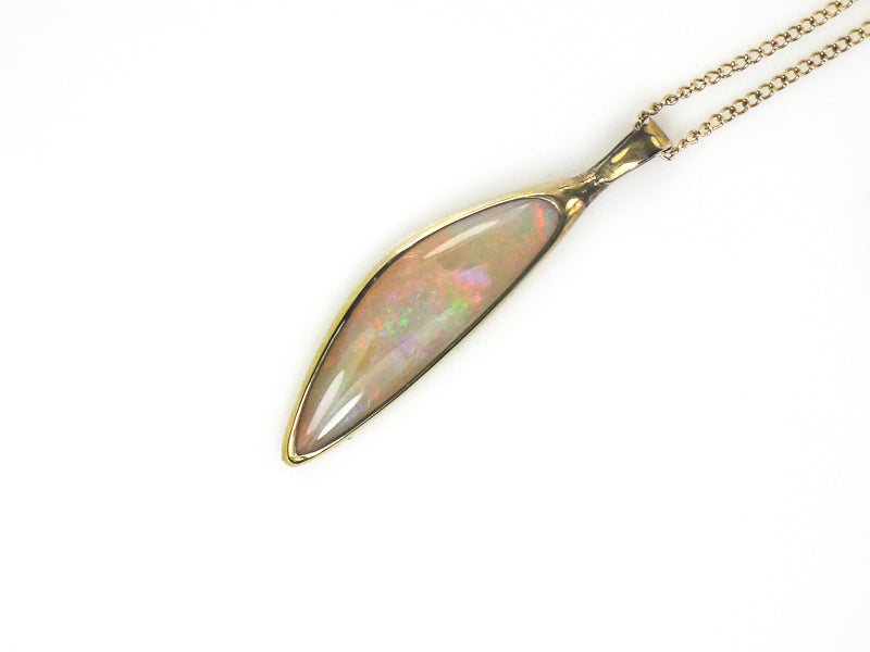 Vintage Gold Filled Large Natural Opal Pendant Necklace 18"
