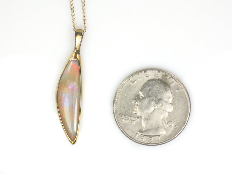 Vintage Gold Filled Large Natural Opal Pendant Necklace 18"