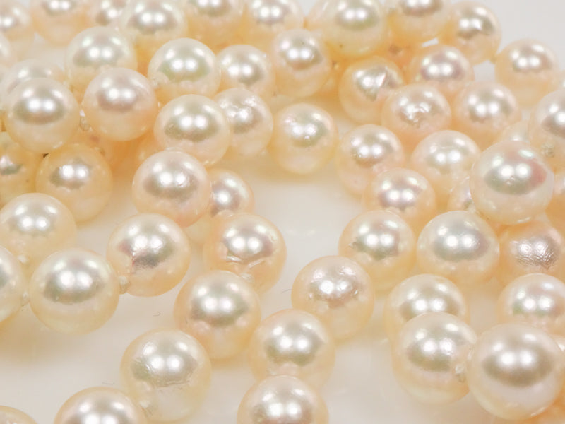 Vintage 14k Yellow Gold Cultured Pearl Necklace, 6.0 - 6.4 mm Strand of Pearls, Bridal Necklace 24"