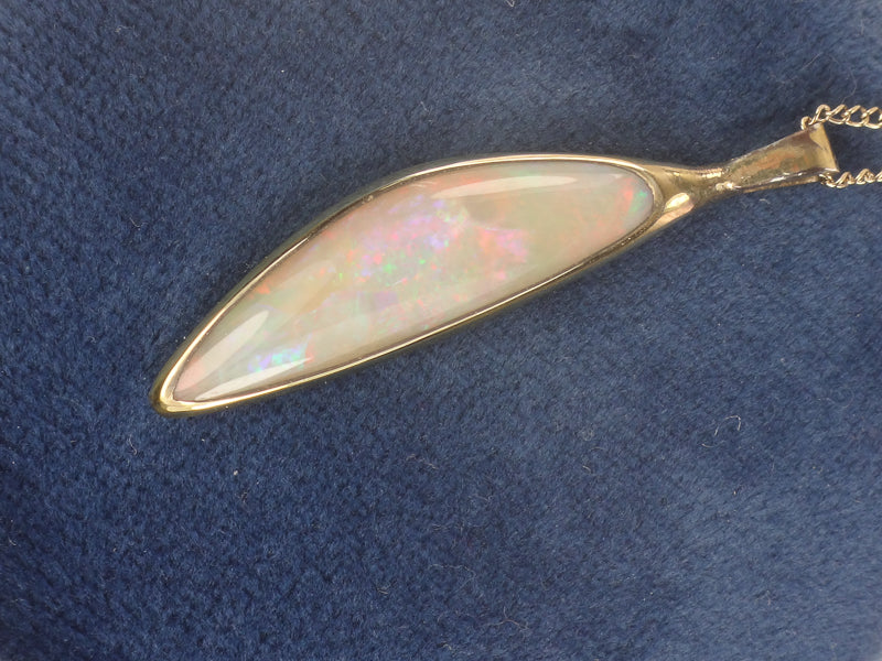 Vintage Gold Filled Large Natural Opal Pendant Necklace 18"