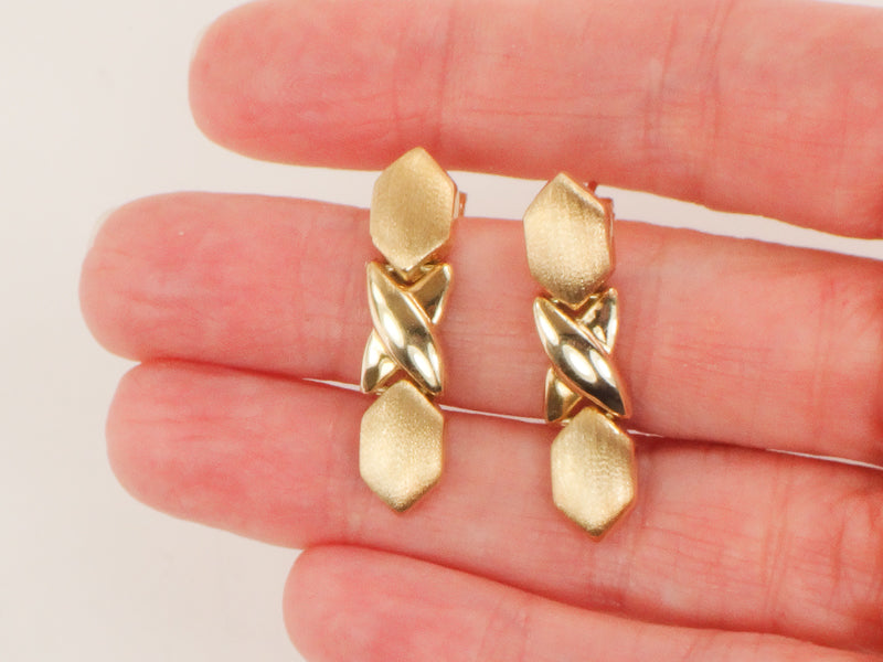 Vintage 14k Love and Kisses X and O Dangle Earrings
