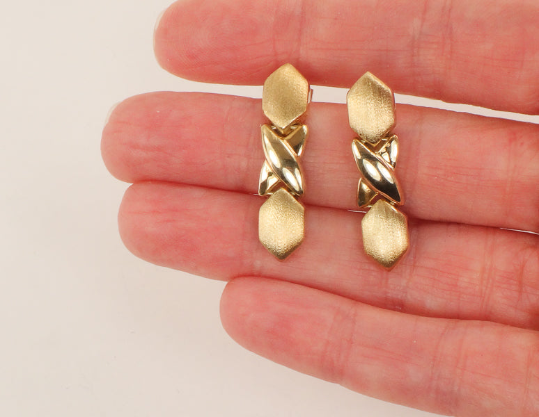 Vintage 14k Love and Kisses X and O Dangle Earrings
