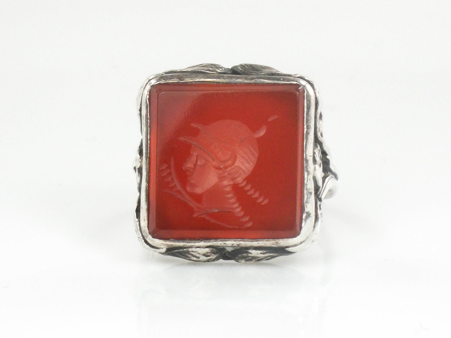 Vintage Antique Sterling Silver Carnelian Intaglio Ring, Ladies Size 5.75