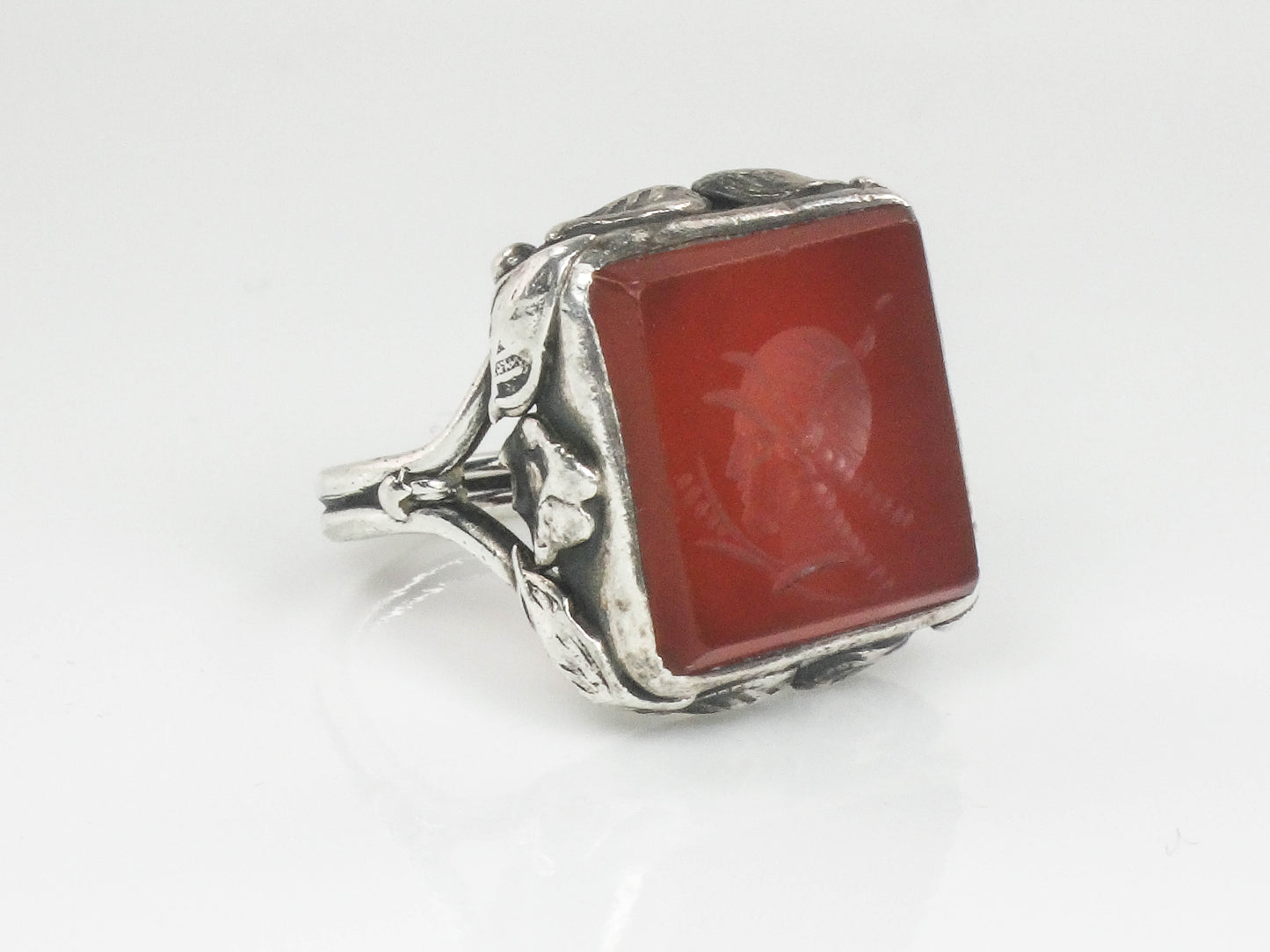 Vintage Antique Sterling Silver Carnelian Intaglio Ring, Ladies Size 5.75
