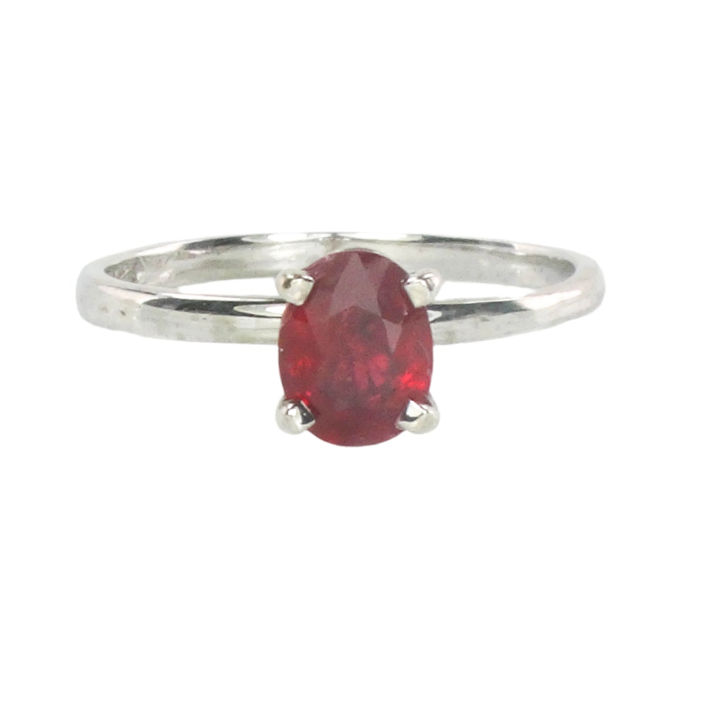 Estate 18k White Gold Oval Cut Ruby Solitaire Ring, Approx. 1.5 Carat Ruby Engagement Ring Size 9