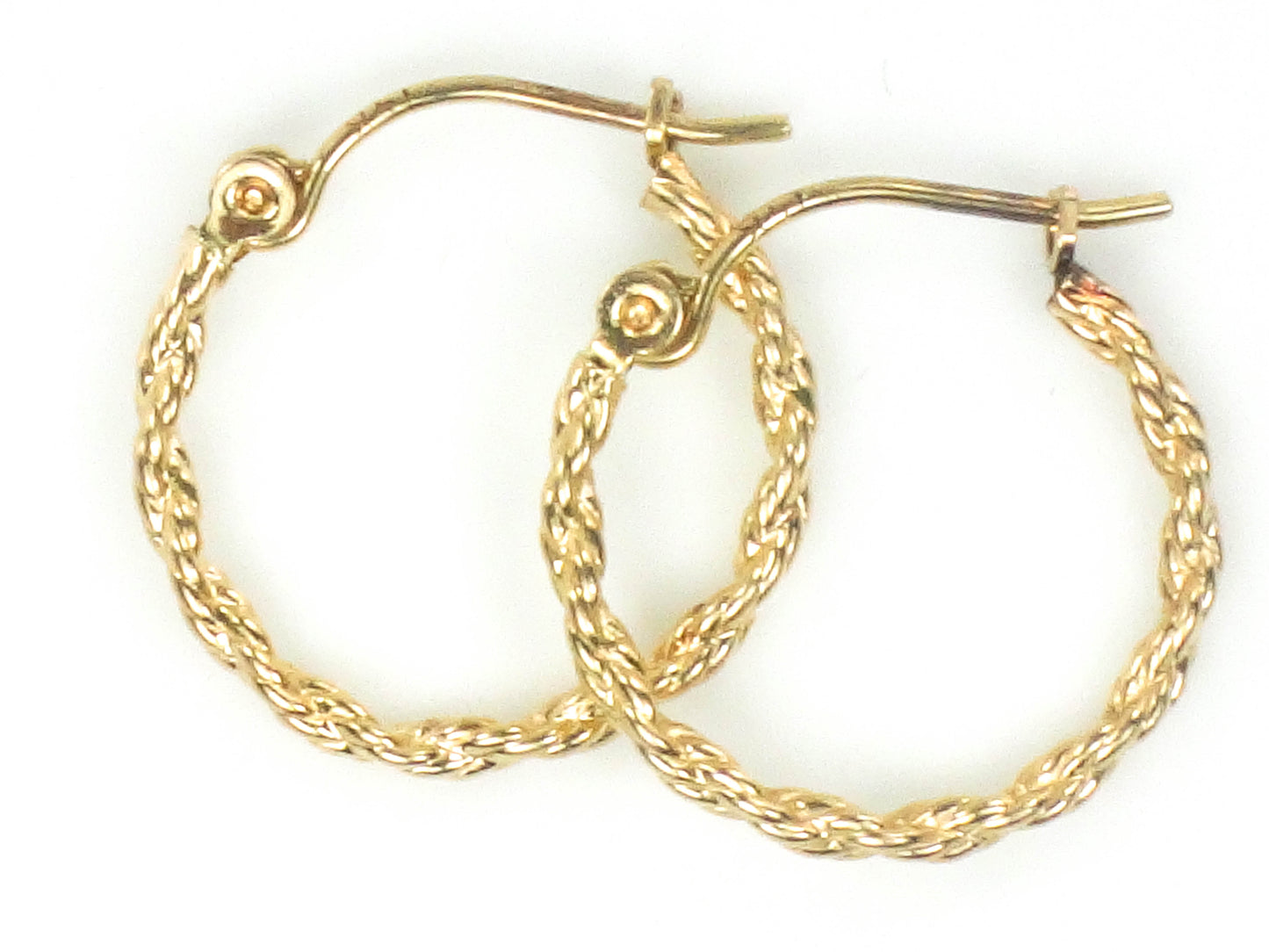 Vintage 14k Yellow Gold Small Twisted Circle Hoop Earrings
