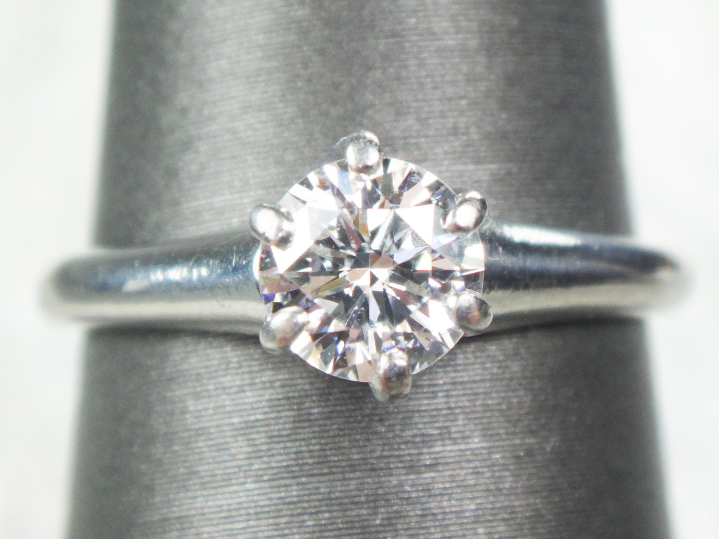 Vintage Palladium Natural Diamond Engagement Ring Round Brilliant .60 Carat Diamond Solitaire Ring