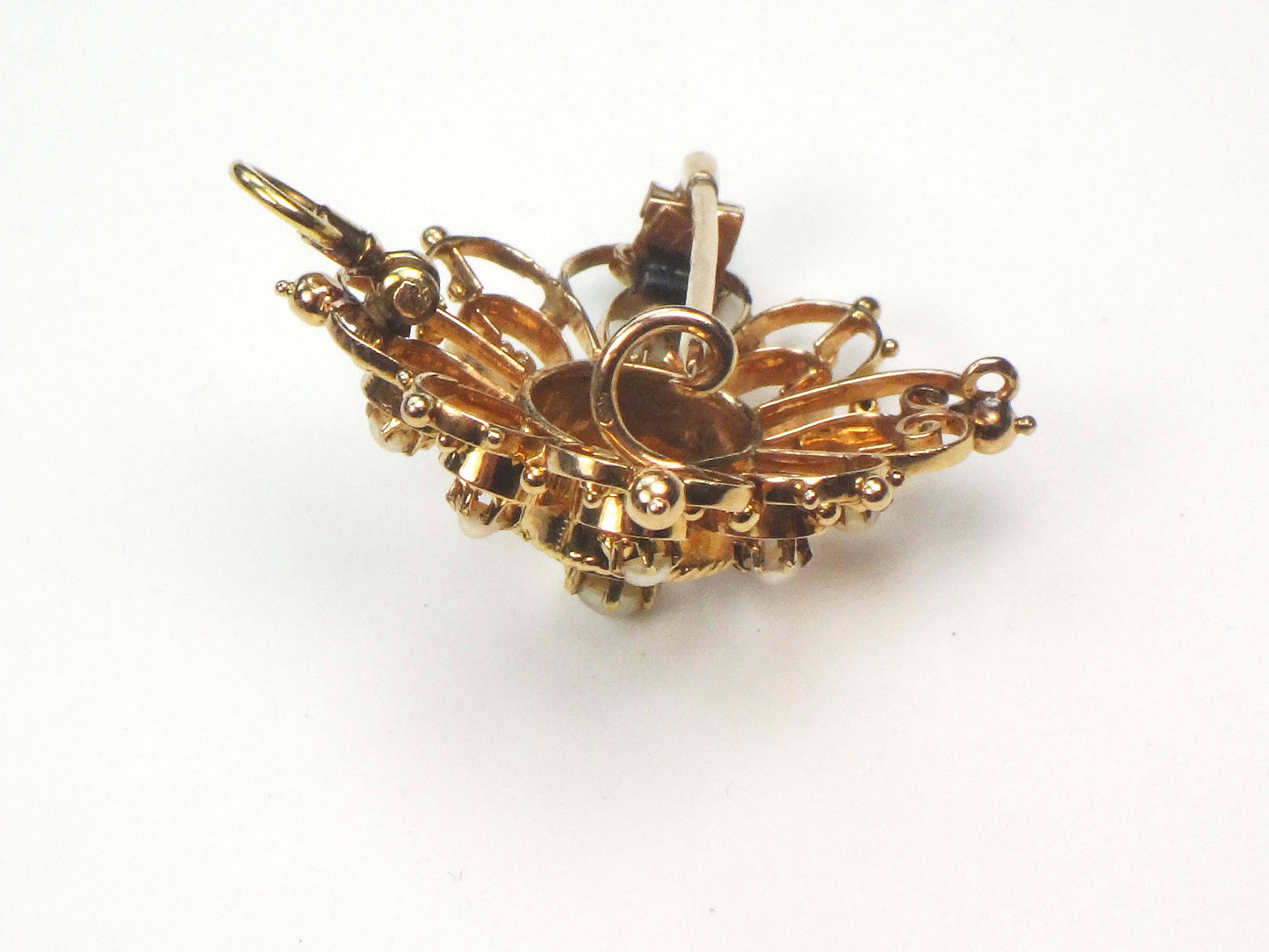 Vintage Victorian 14k Yellow Gold Pearl Pendant Pin - Antique June Birthstone Pendant