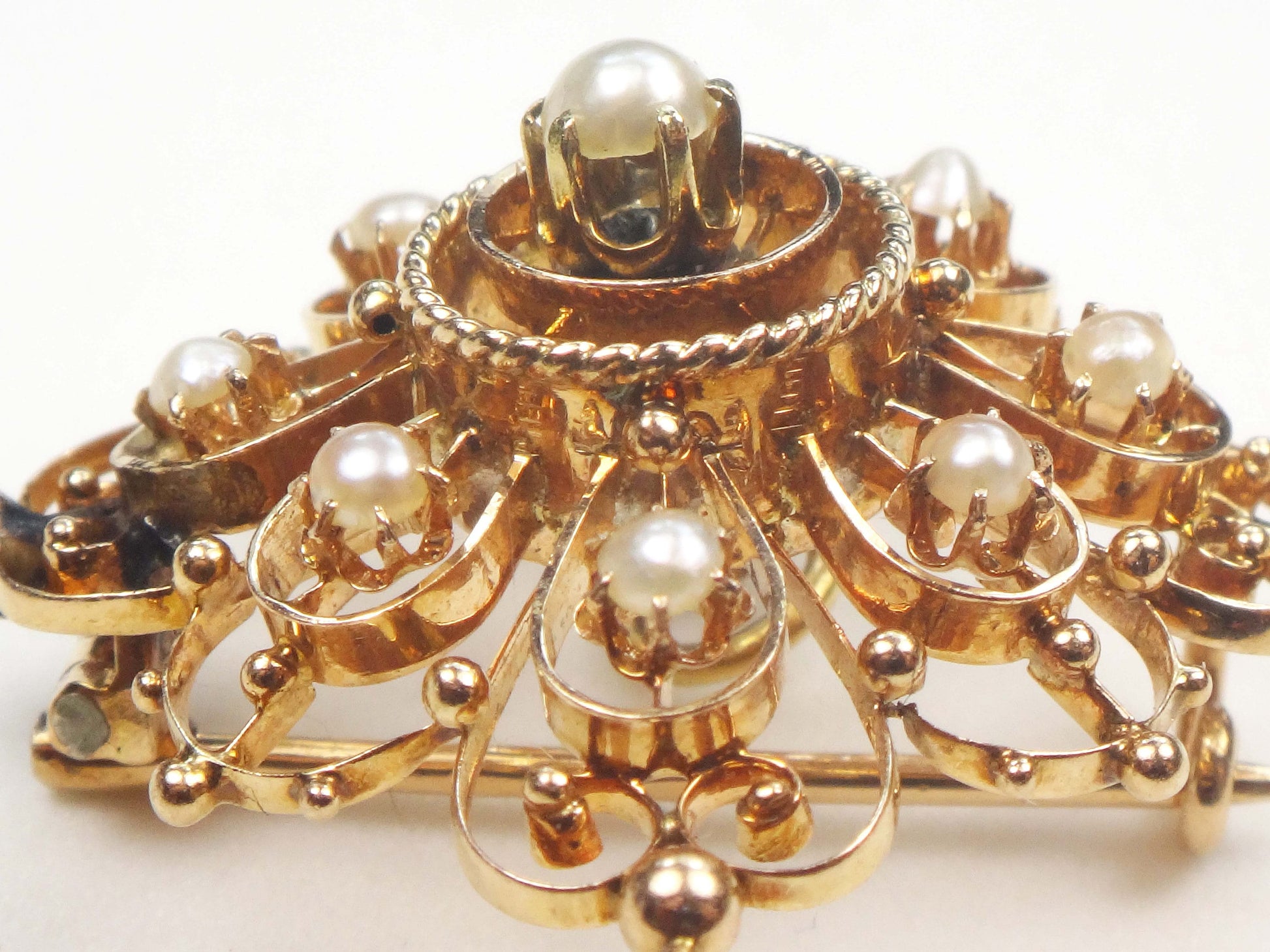 Vintage Victorian 14k Yellow Gold Pearl Pendant Pin - Antique June Birthstone Pendant