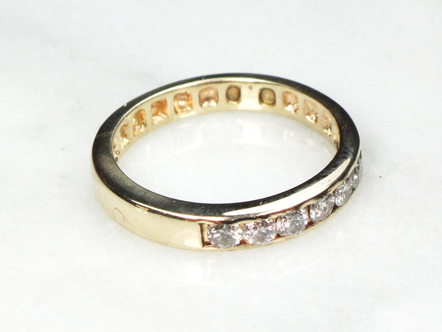 Vintage 14k Yellow Gold Diamond Wedding Band Natural Diamond Wedding Ring Over .25 Carats TDW Size 5.25