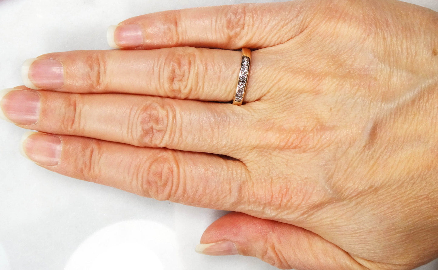 Vintage 14k Yellow Gold Diamond Wedding Band Natural Diamond Wedding Ring Over .25 Carats TDW Size 5.25