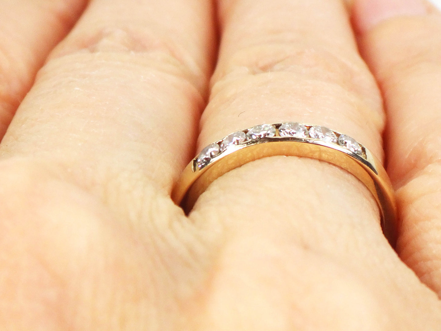 Vintage 14k Yellow Gold Diamond Wedding Band Natural Diamond Wedding Ring Over .25 Carats TDW Size 5.25