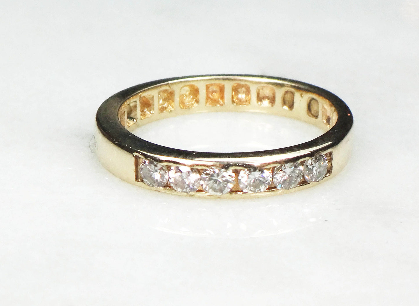 Vintage 14k Yellow Gold Diamond Wedding Band Natural Diamond Wedding Ring Over .25 Carats TDW Size 5.25