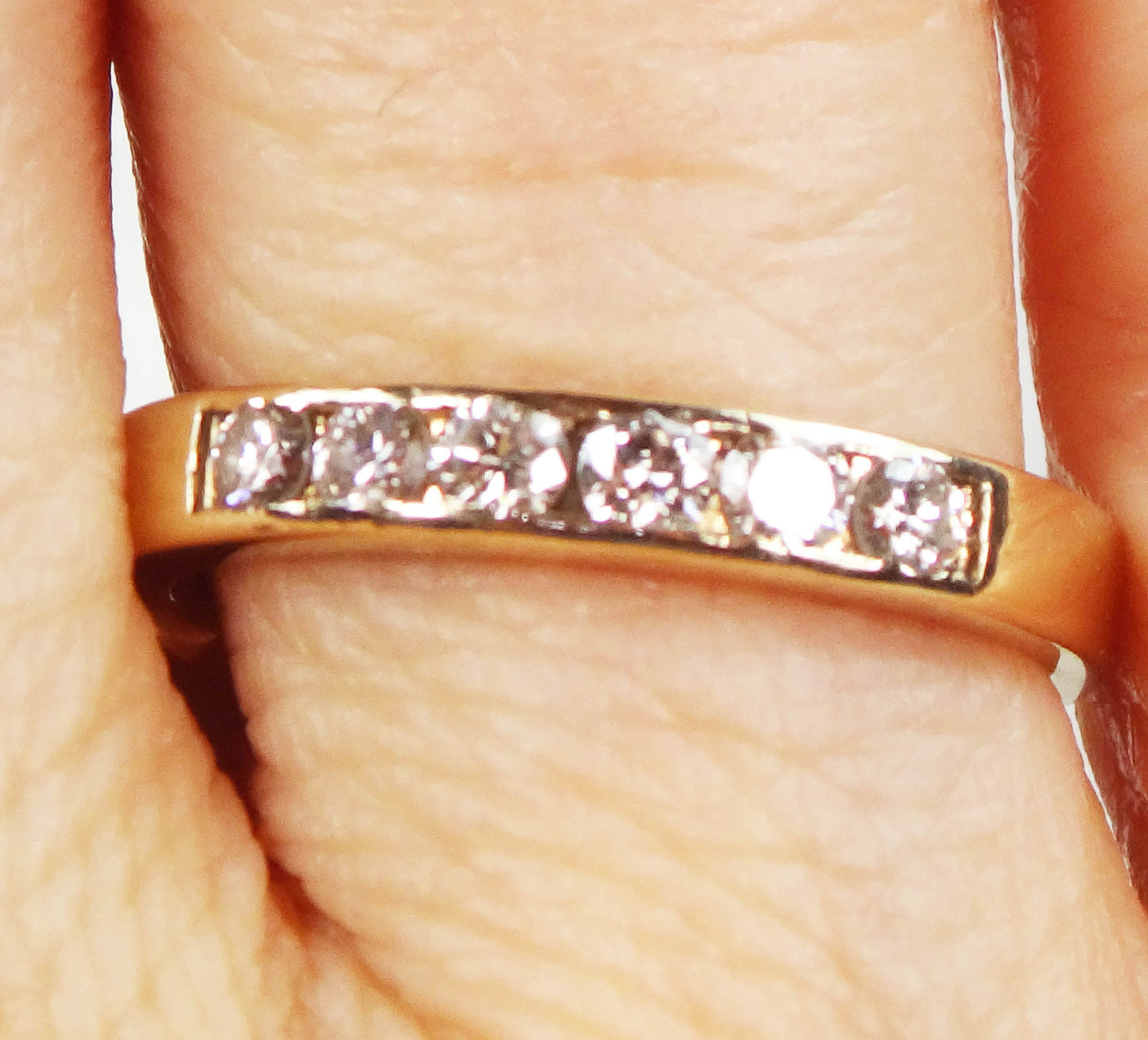 Vintage 14k Yellow Gold Diamond Wedding Band Natural Diamond Wedding Ring Over .25 Carats TDW Size 5.25