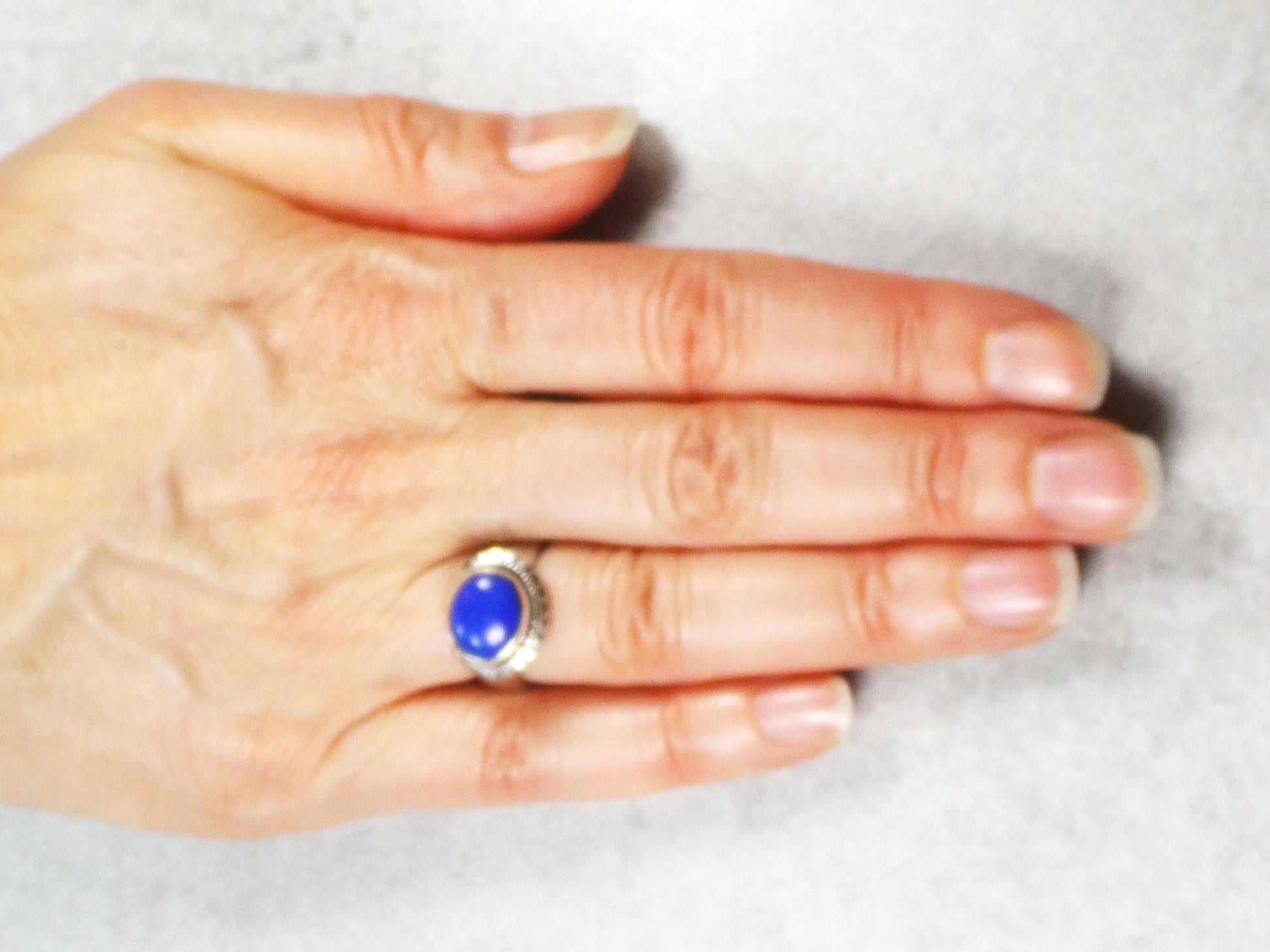 Vintage Sterling Silver Blue Stone Ring, Size 5 1/4