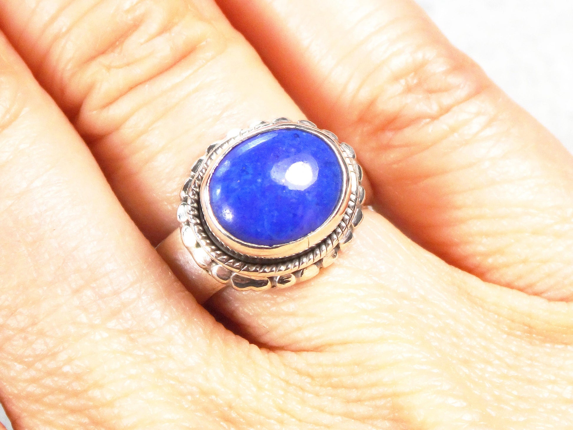 Vintage Sterling Silver Blue Stone Ring, Size 5 1/4