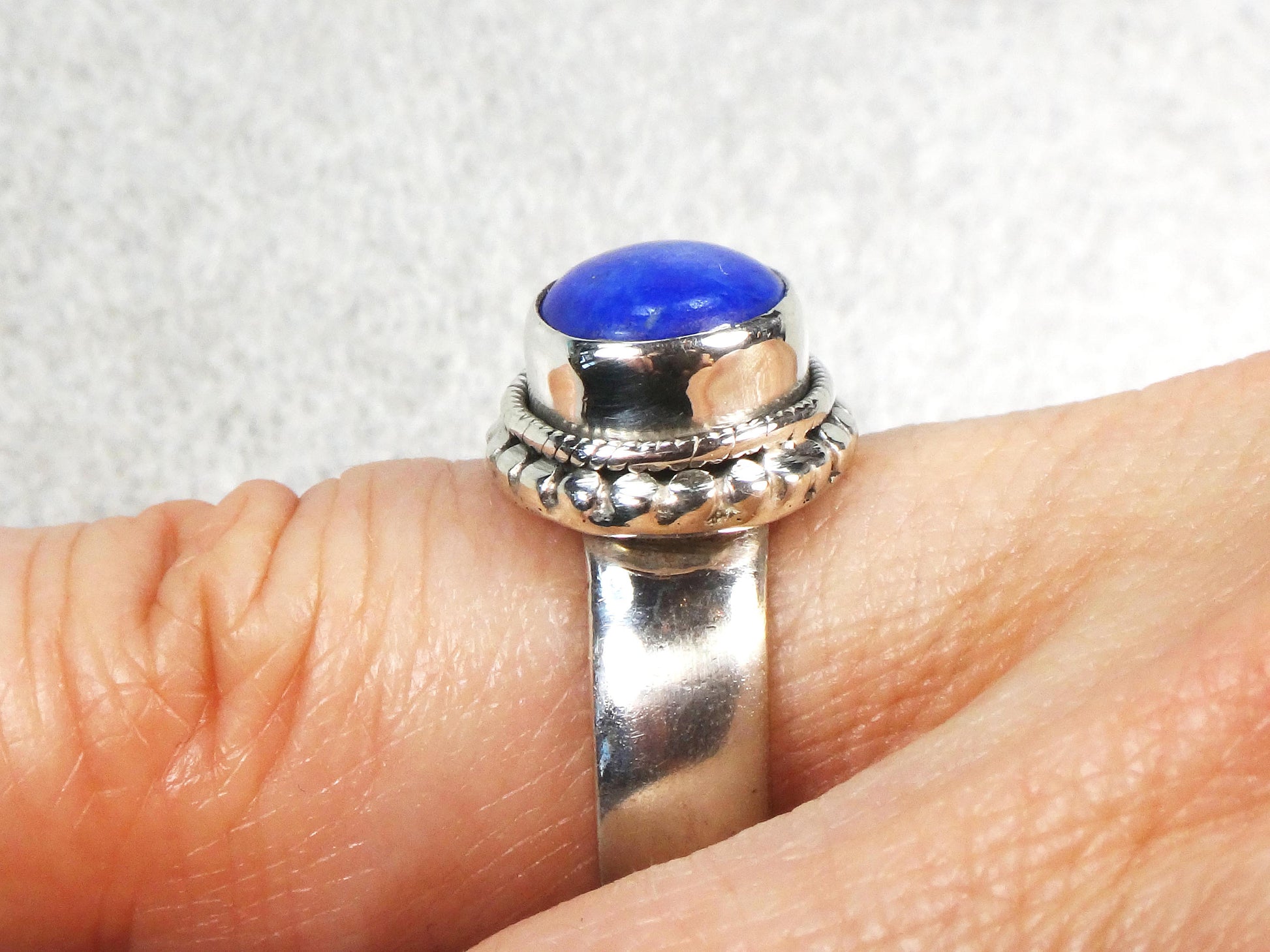 Vintage Sterling Silver Blue Stone Ring, Size 5 1/4