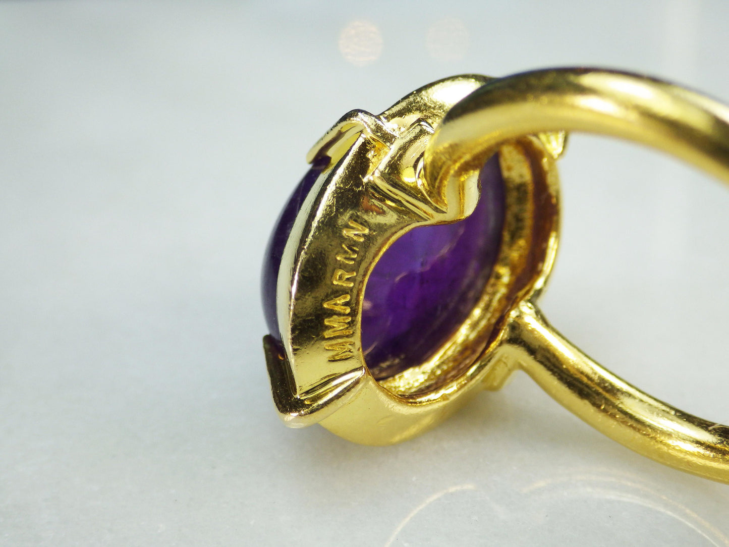 Vintage 14k Yellow Gold Natural Amethyst Ring Bishop's Ring - Metropolitan Museum Ring MMA
