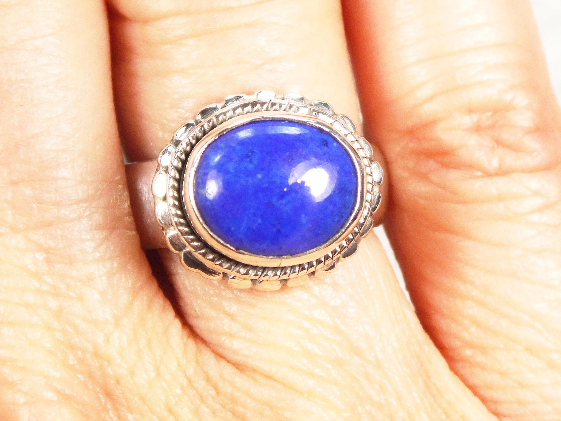 Vintage Sterling Silver Blue Stone Ring, Size 5 1/4