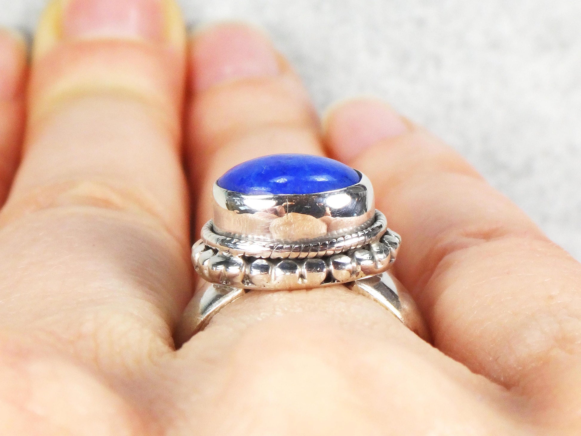 Vintage Sterling Silver Blue Stone Ring, Size 5 1/4