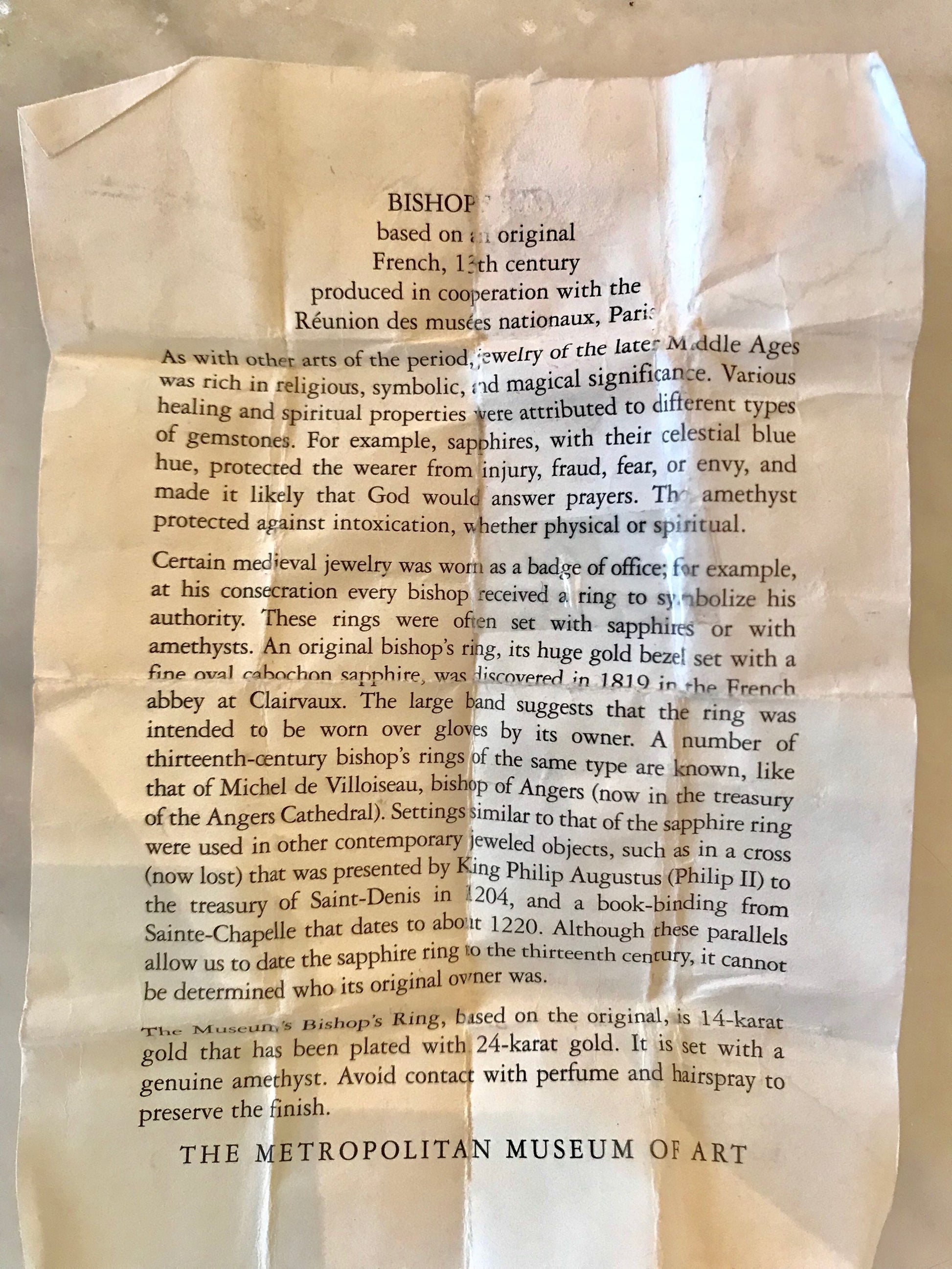 Vintage 14k Yellow Gold Amethyst Bishop Ring - Metropolitan Museum MMA