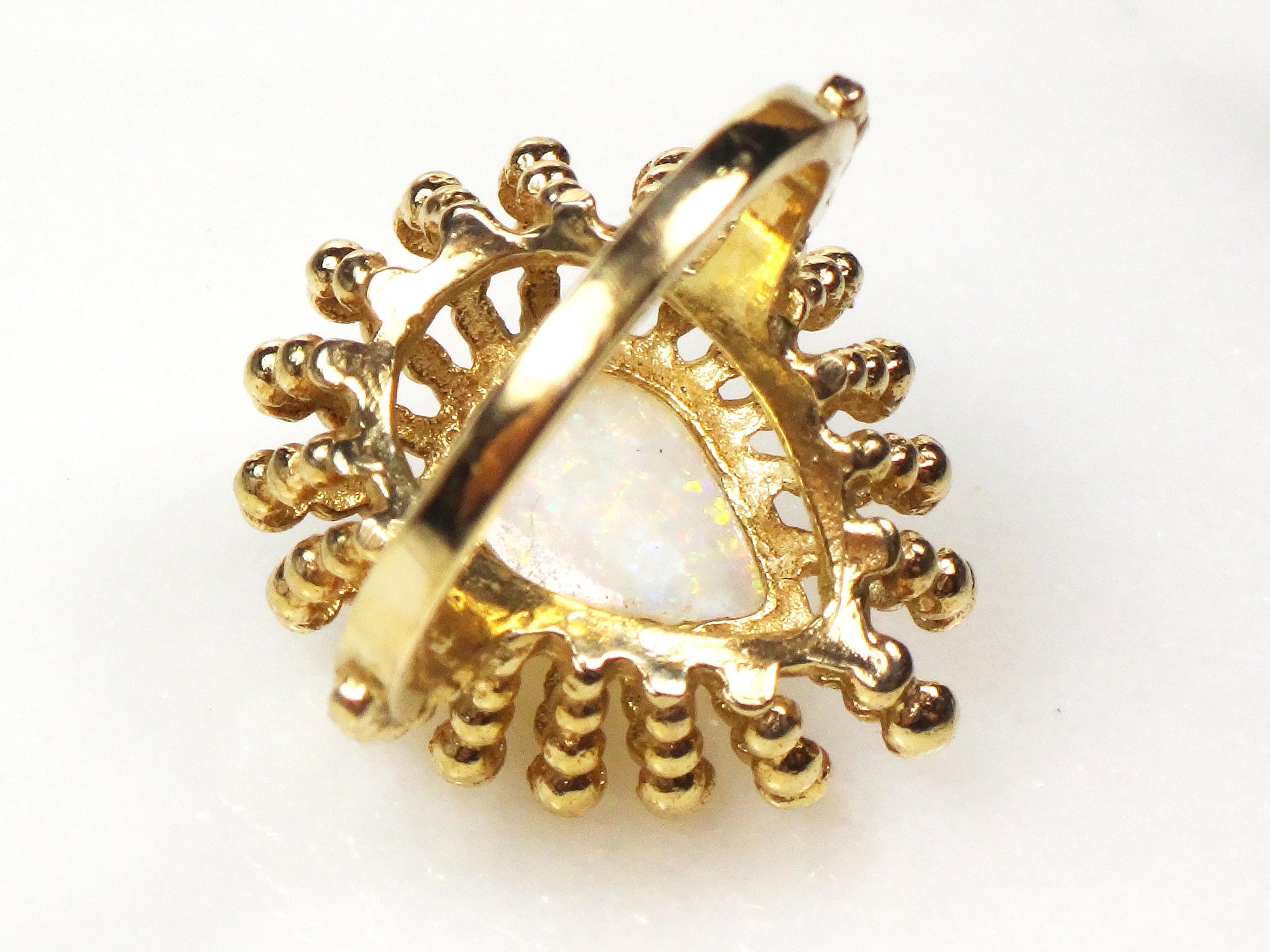 Vintage 14k Yellow Gold Opal Ring: Pear Cabochon Statement Ring