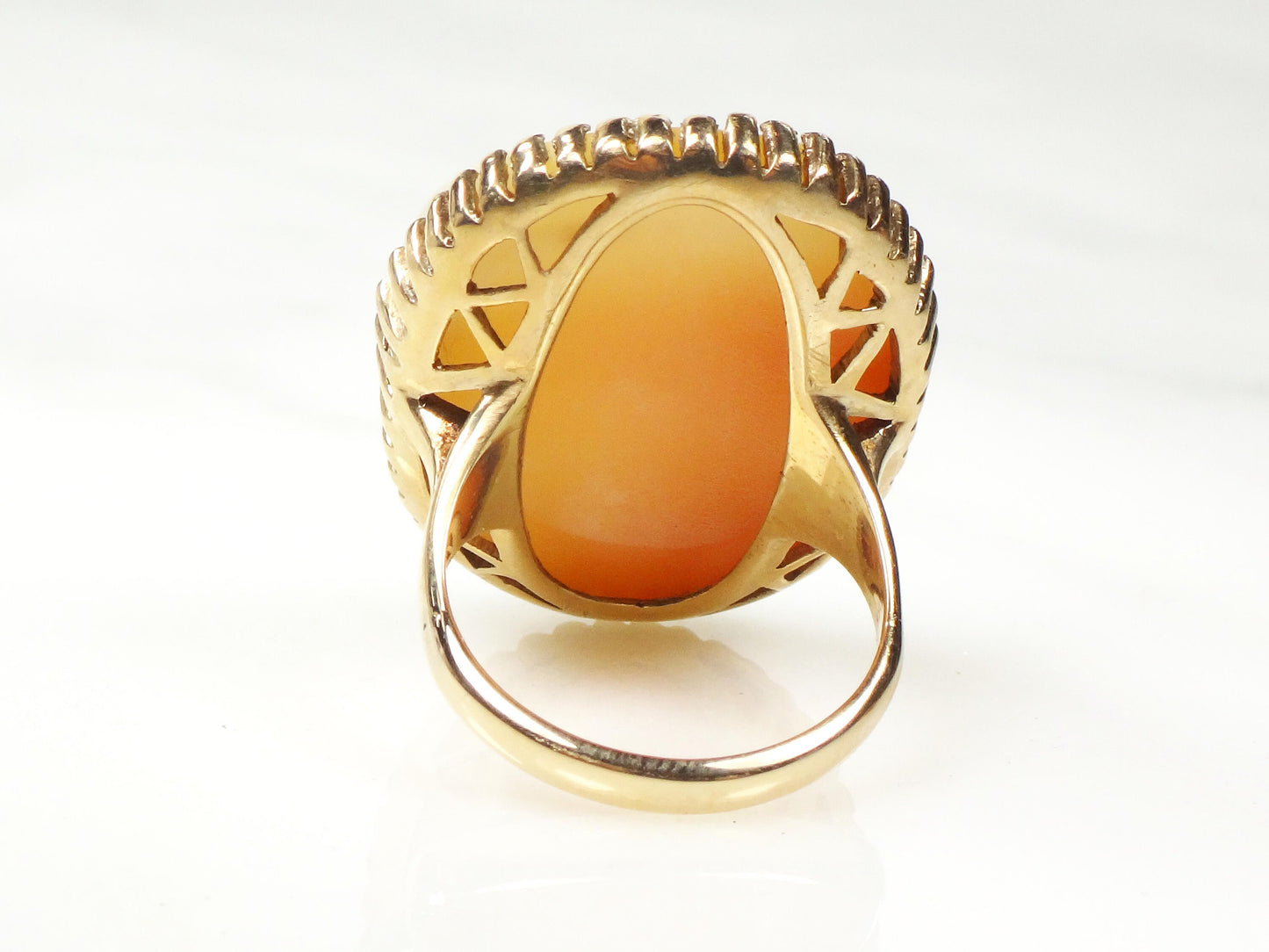 Vintage Cameo Ring 14k Gold Cameo Ring Greek Goddess Psyche Butterfly Vintage Shell Cameo Gold Ring Large Cameo Ring Size 8.25