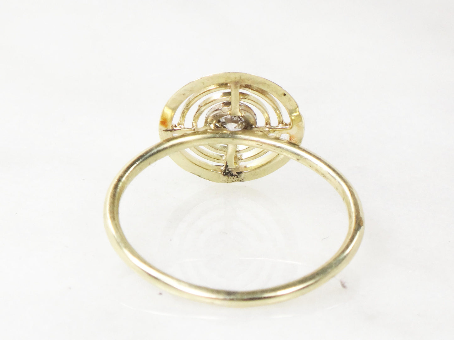 Vintage 14k Yellow Gold Diamond Target Ring: Art Deco Conversion