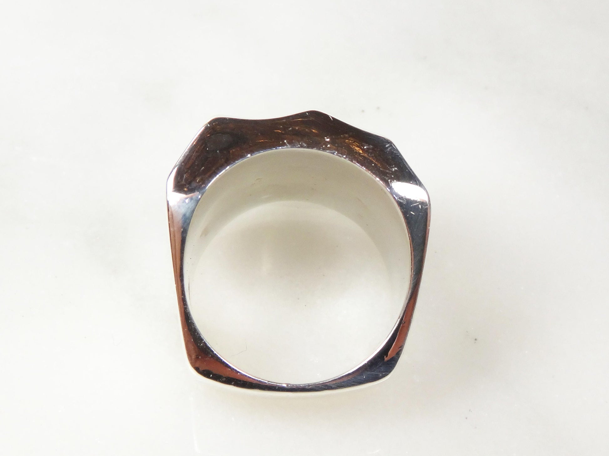 Vintage Hammered Sterling Silver Ring - Wide Band Statement Ring Size 6