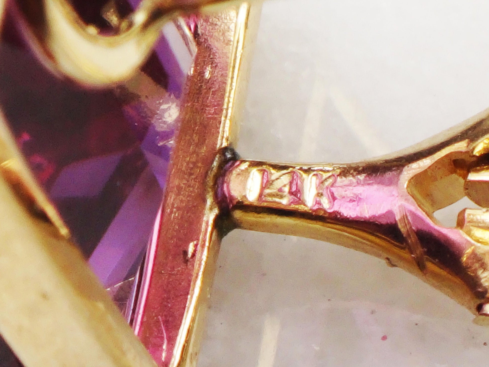 Vintage 14k Large Rectangle Purple Sapphire Earrings with French Clips