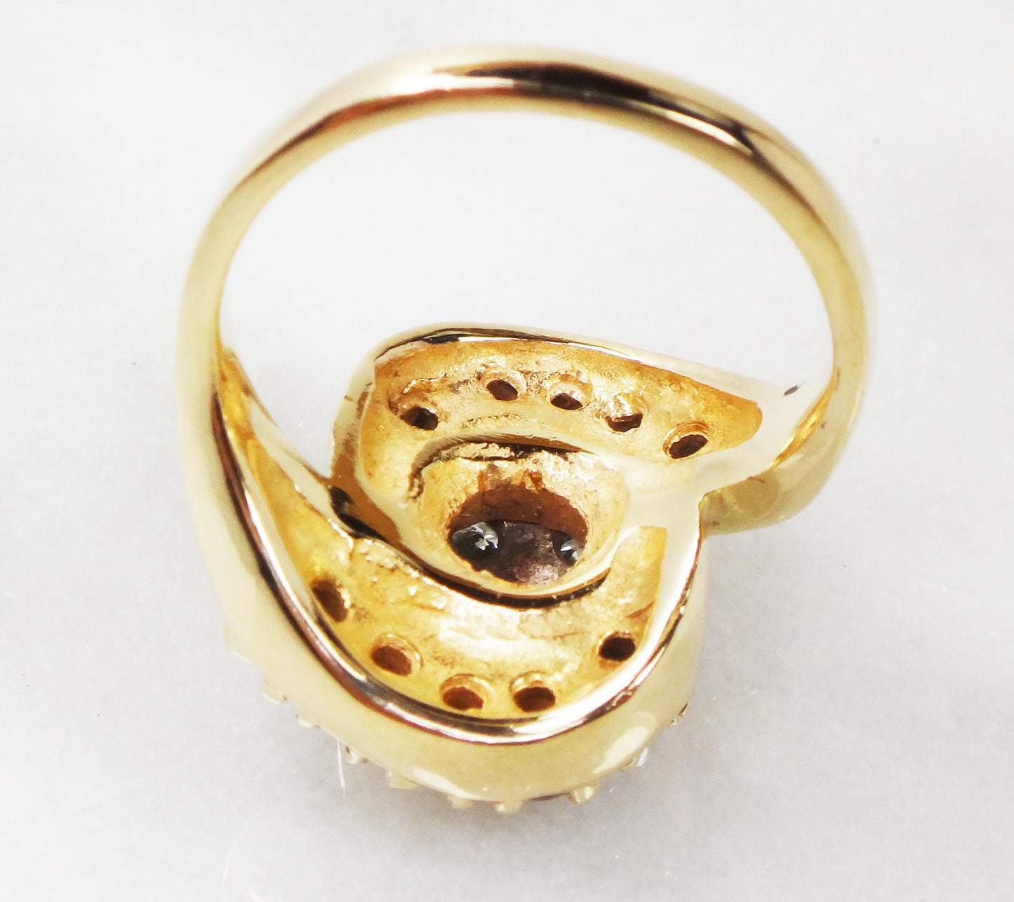 Vintage 14k Yellow Gold Natural Diamond Cluster Ring Floral Diamond Statement Ring 1940's Retro Diamond Ring Approx .90 CT TDW