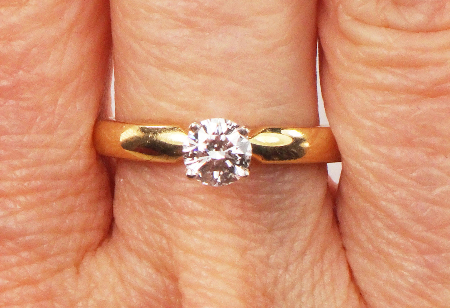 Vintage 14k Yellow Gold Round Natural Diamond Solitaire Engagement Ring High Quality Diamond