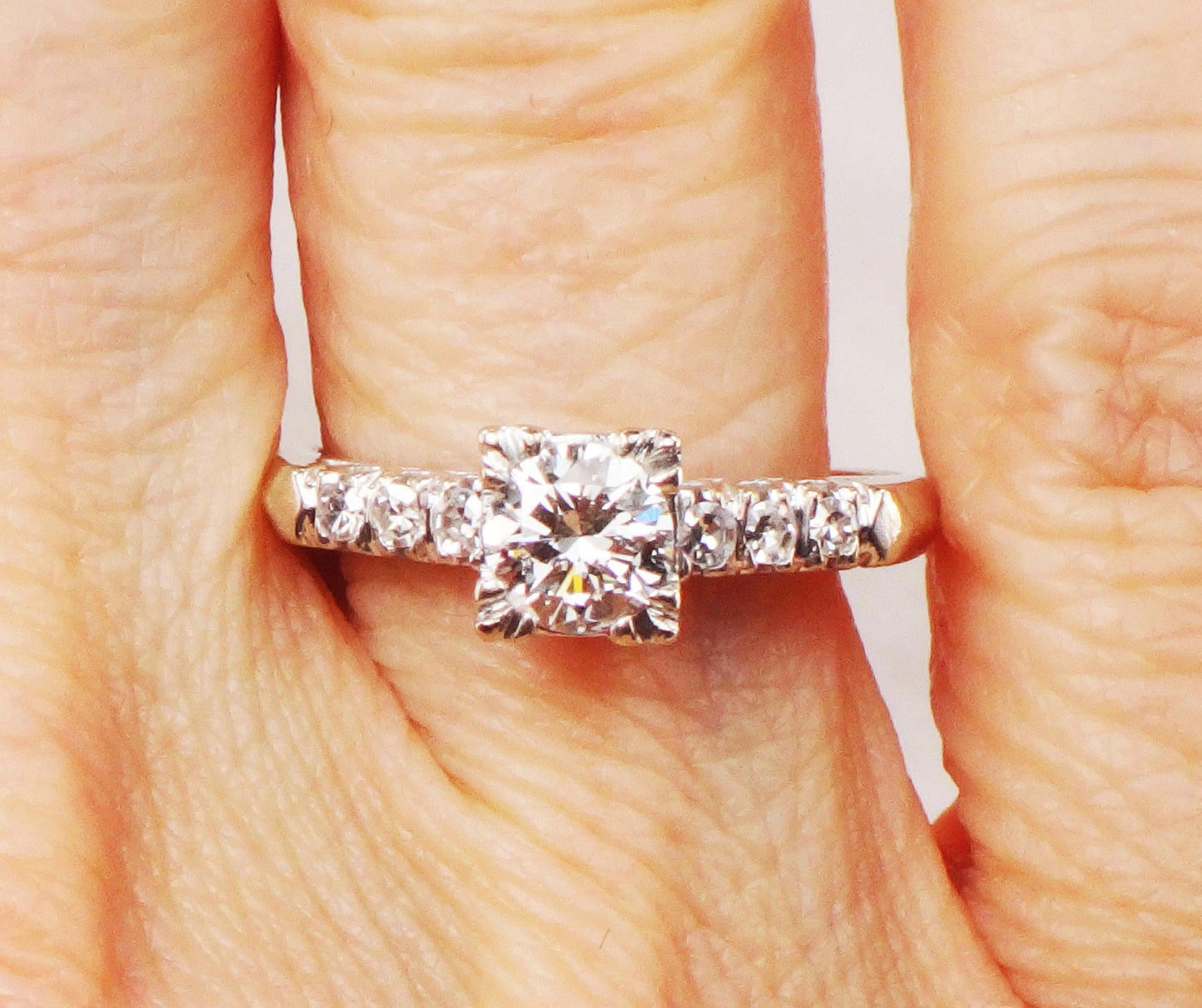 Vintage .55 Carat Diamond Engagement Ring: 14k White Gold, Size 6.5