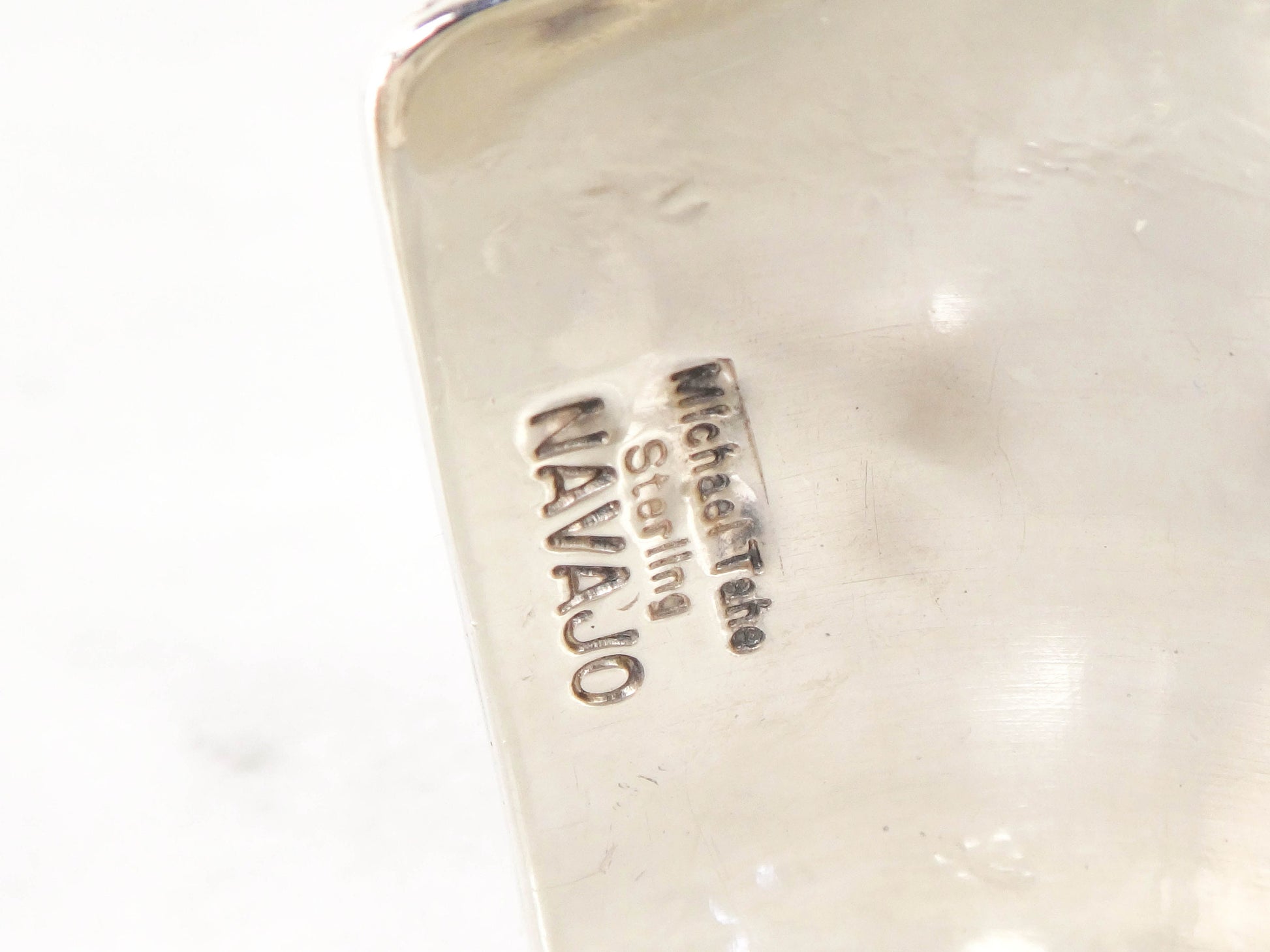 Vintage Sterling Silver Kokopelli Southwestern Cuff Bracelet Signed by Native American Designer Michael Tahe Wide Cuff