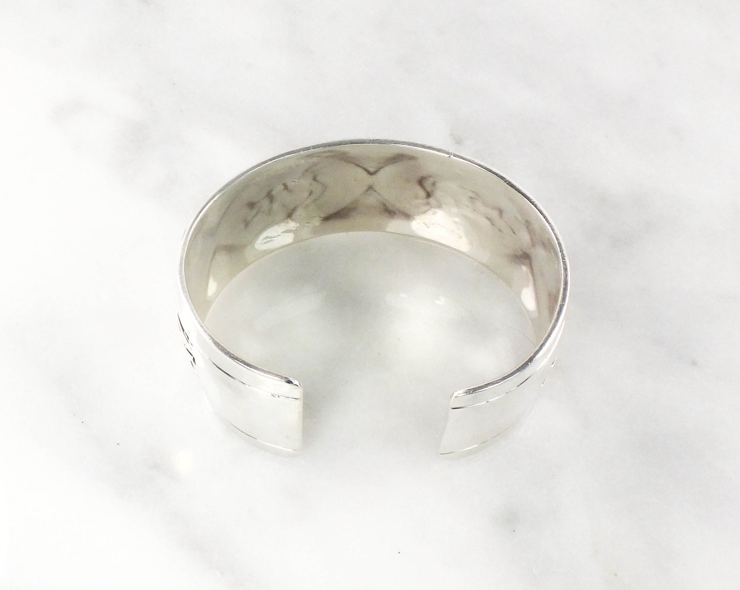 Vintage Sterling Silver Kokopelli Southwestern Cuff Bracelet Signed by Native American Designer Michael Tahe Wide Cuff