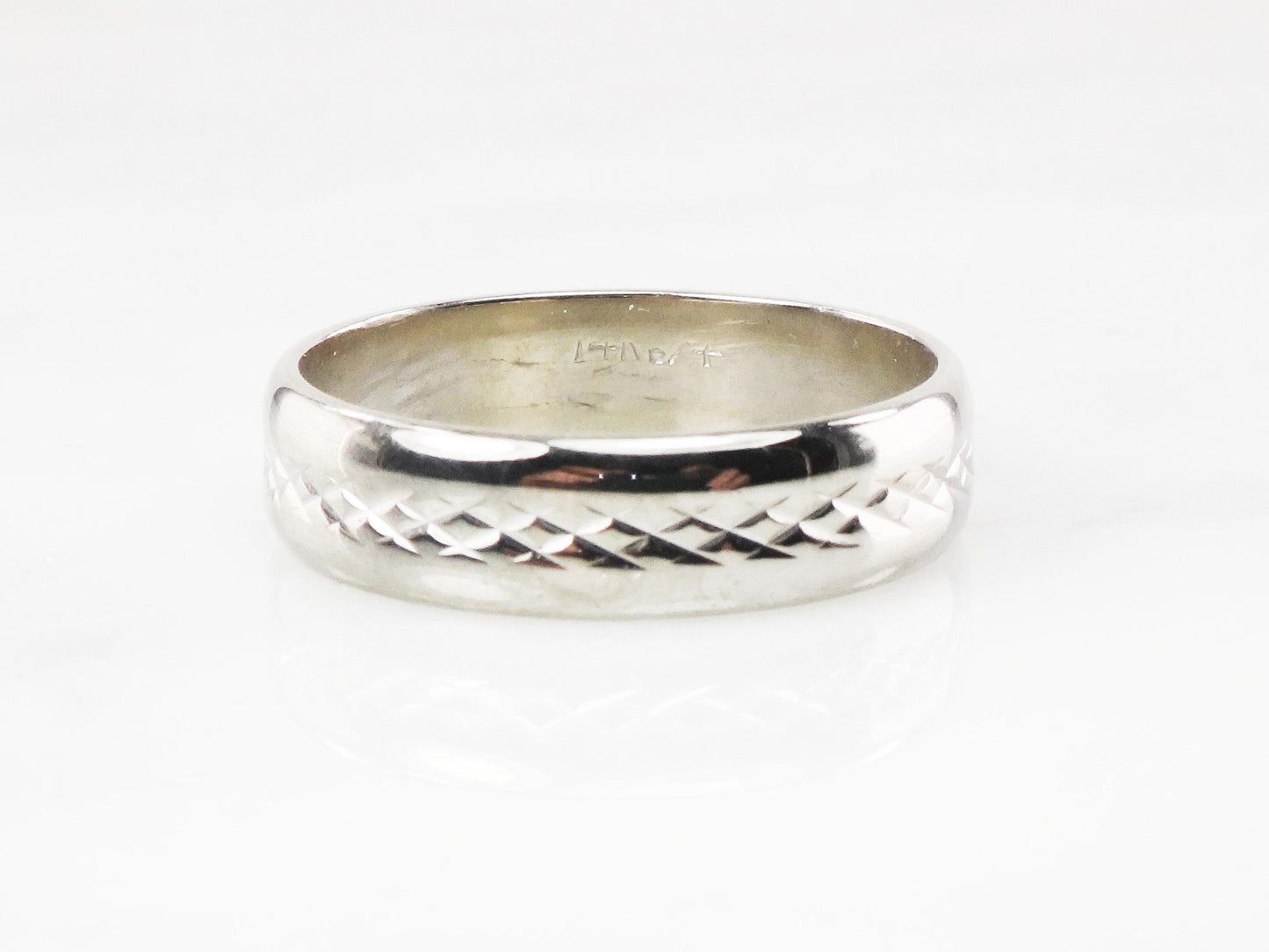 Vintage 14k White Gold Wedding Band 6 MM Men's Wedding Ring Size 11