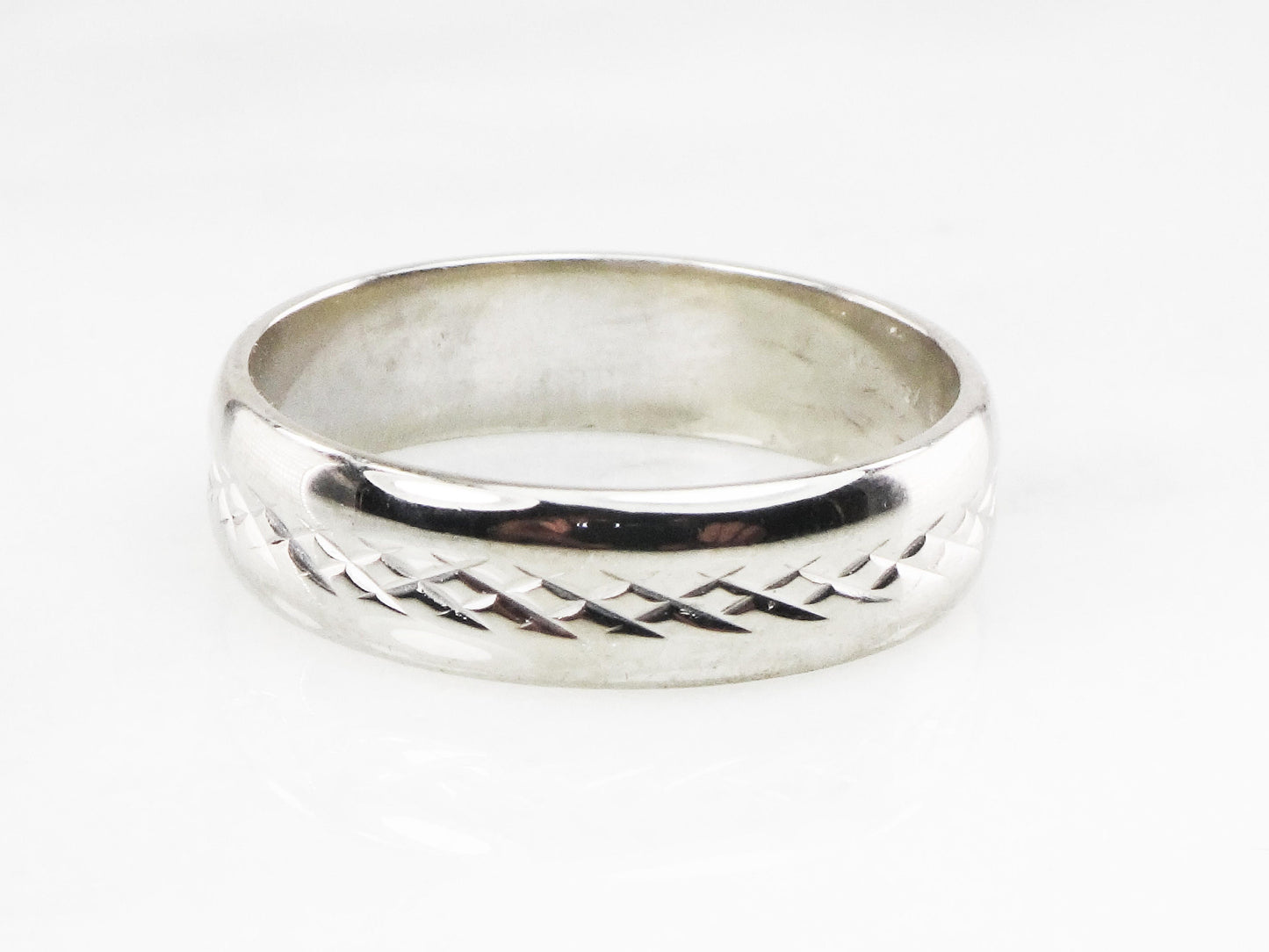 Vintage 14k White Gold Wedding Band 6 MM Men's Wedding Ring Size 11