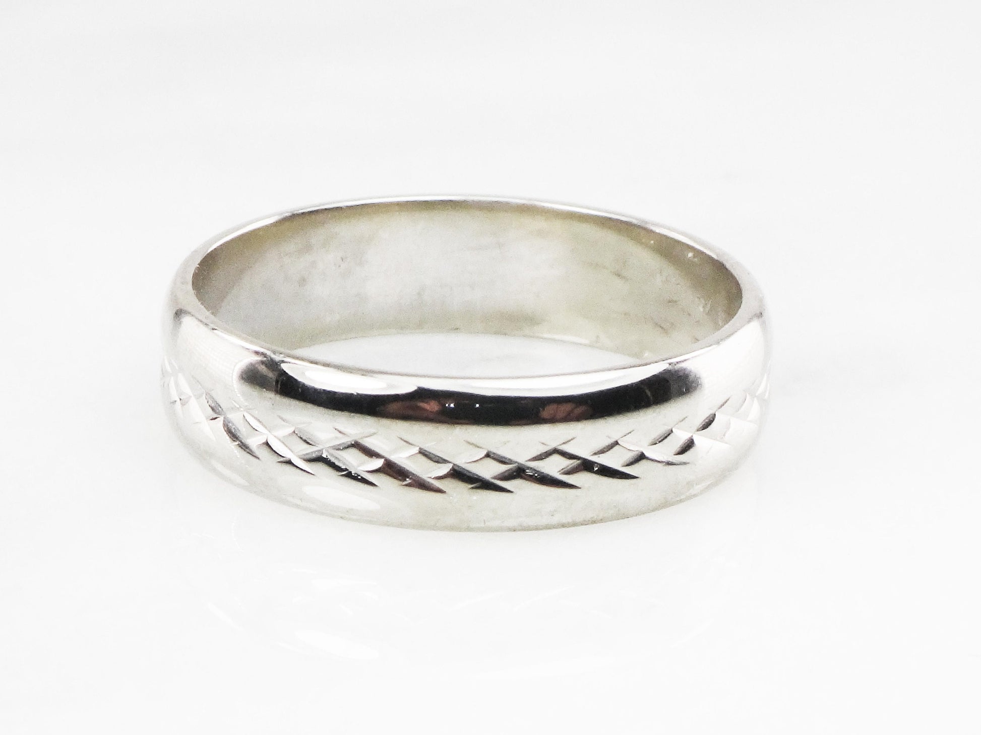 Vintage 14k White Gold Wedding Band 6 MM Men's Wedding Ring Size 11