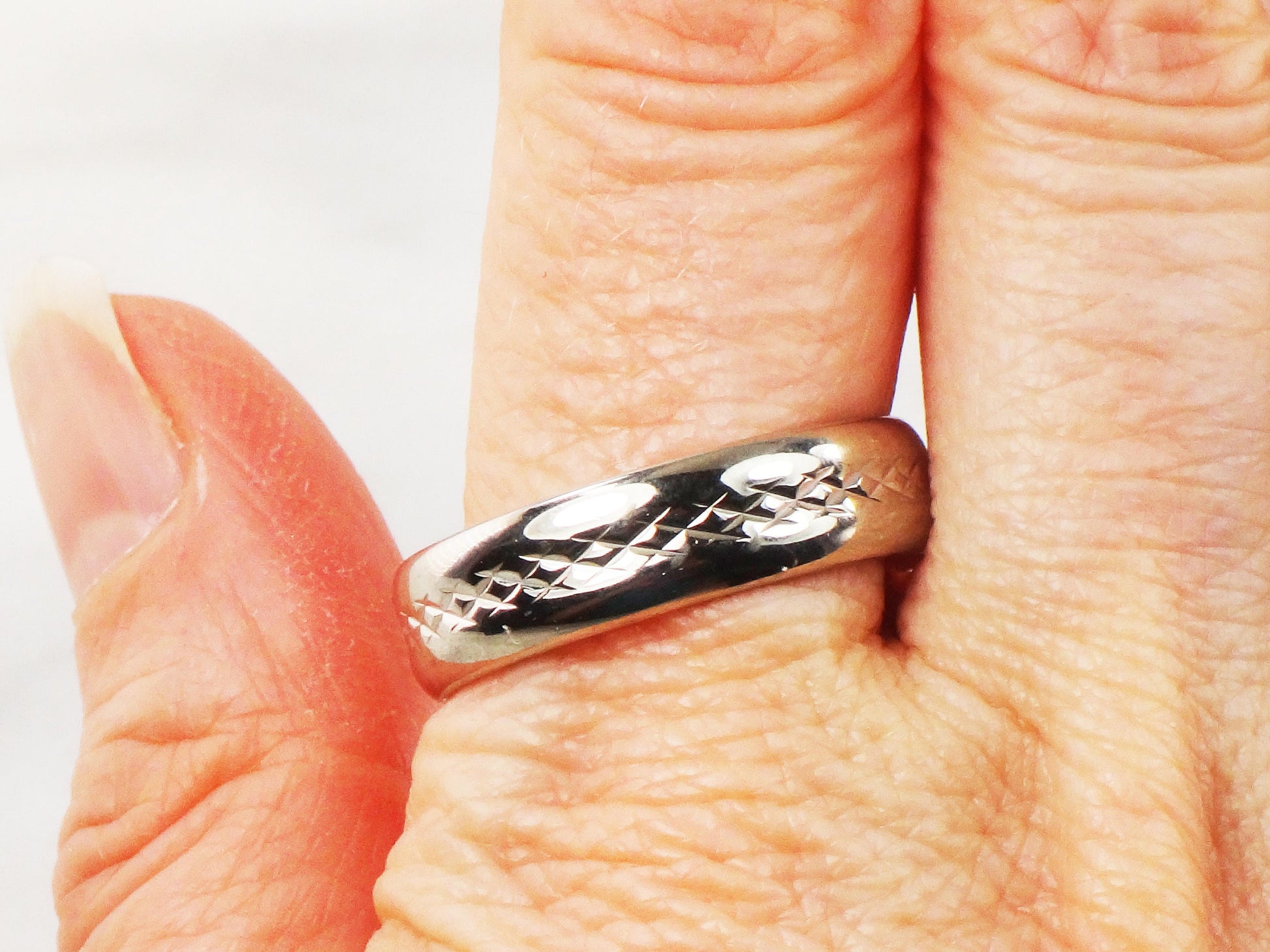 Vintage 14k White Gold Wedding Band 6 MM Men's Wedding Ring Size 11