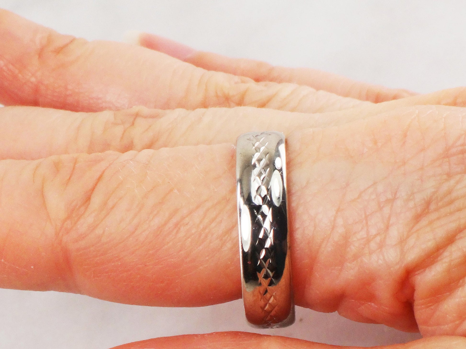 Vintage 14k White Gold Wedding Band 6 MM Men's Wedding Ring Size 11