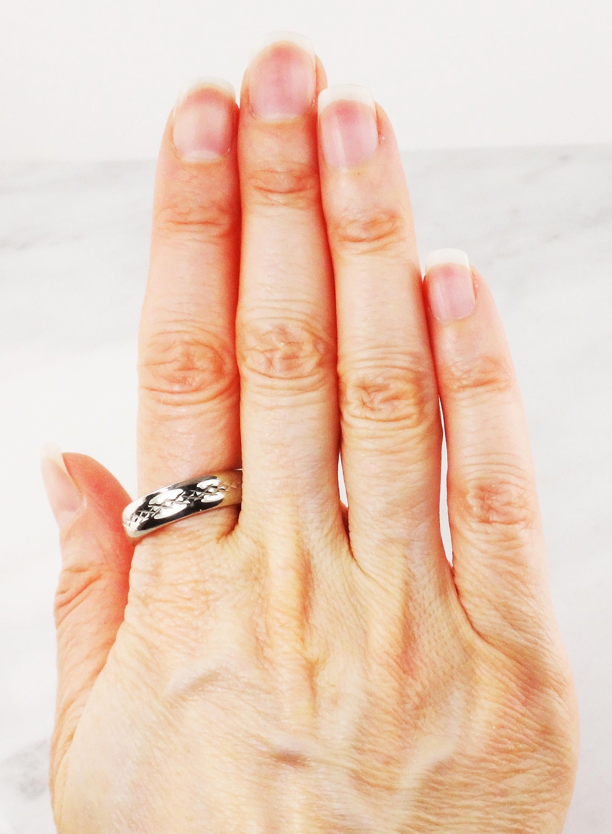 Vintage 14k White Gold Wedding Band 6 MM Men's Wedding Ring Size 11