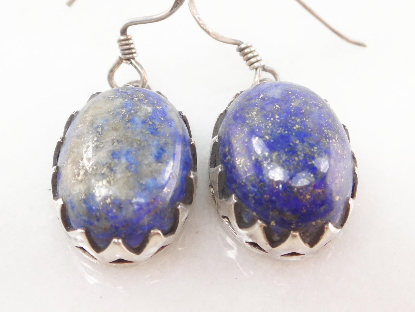 Vintage Sterling Silver Sodalite Dangle Earrings: Blue Stone Jewelry