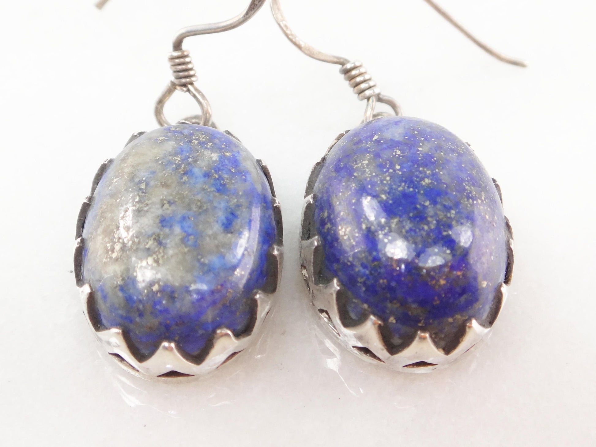 Vintage Sterling Silver Sodalite Dangle Earrings: Blue Stone Jewelry