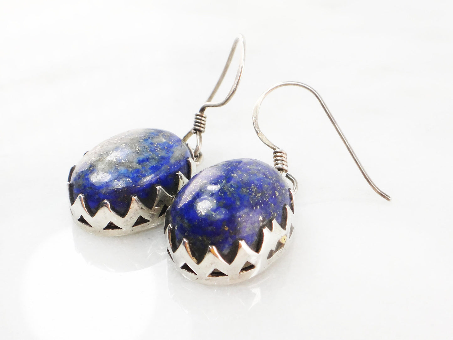 Vintage Sterling Silver Sodalite Dangle Earrings: Blue Stone Jewelry