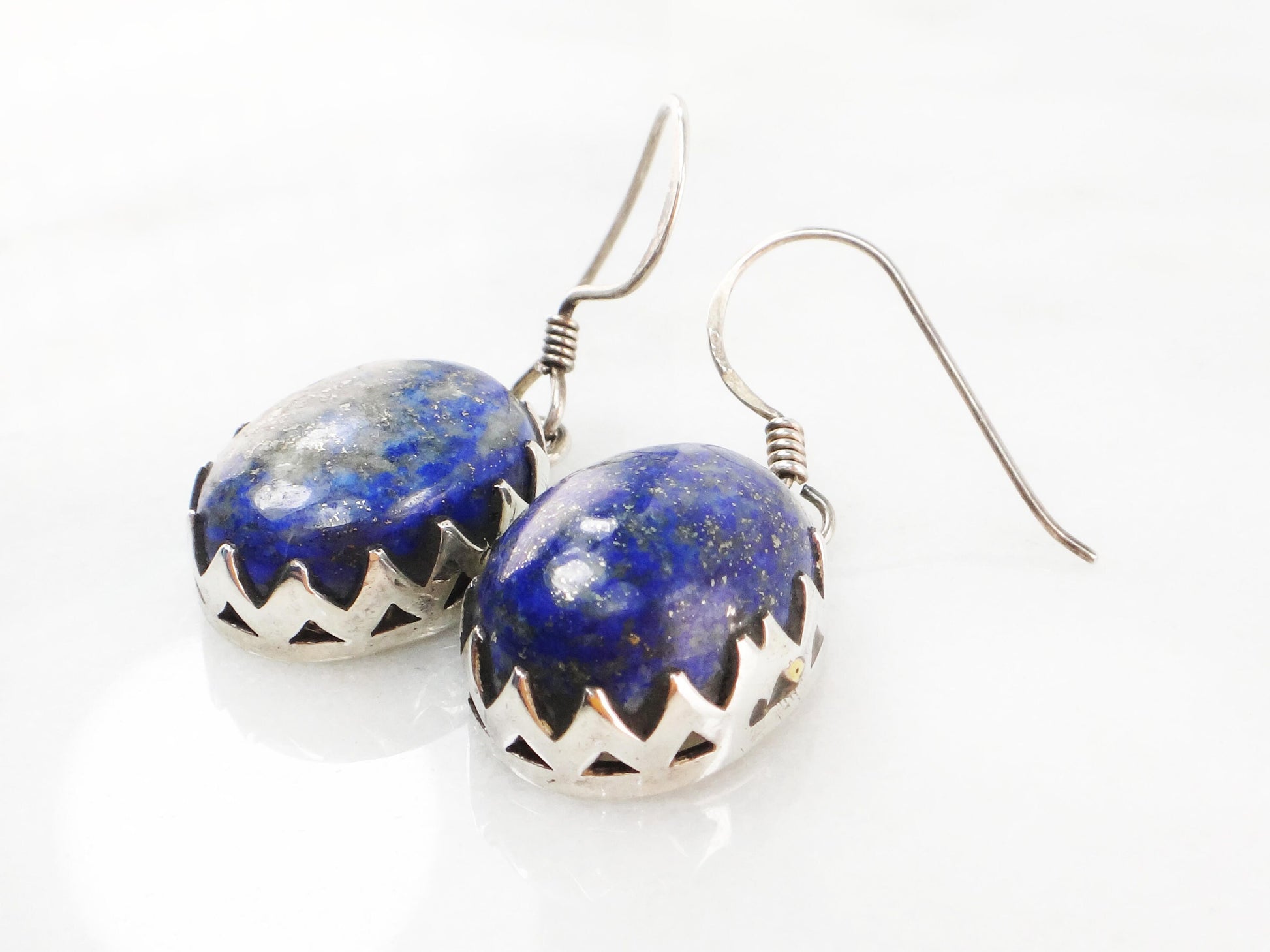 Vintage Sterling Silver Sodalite Dangle Earrings: Blue Stone Jewelry