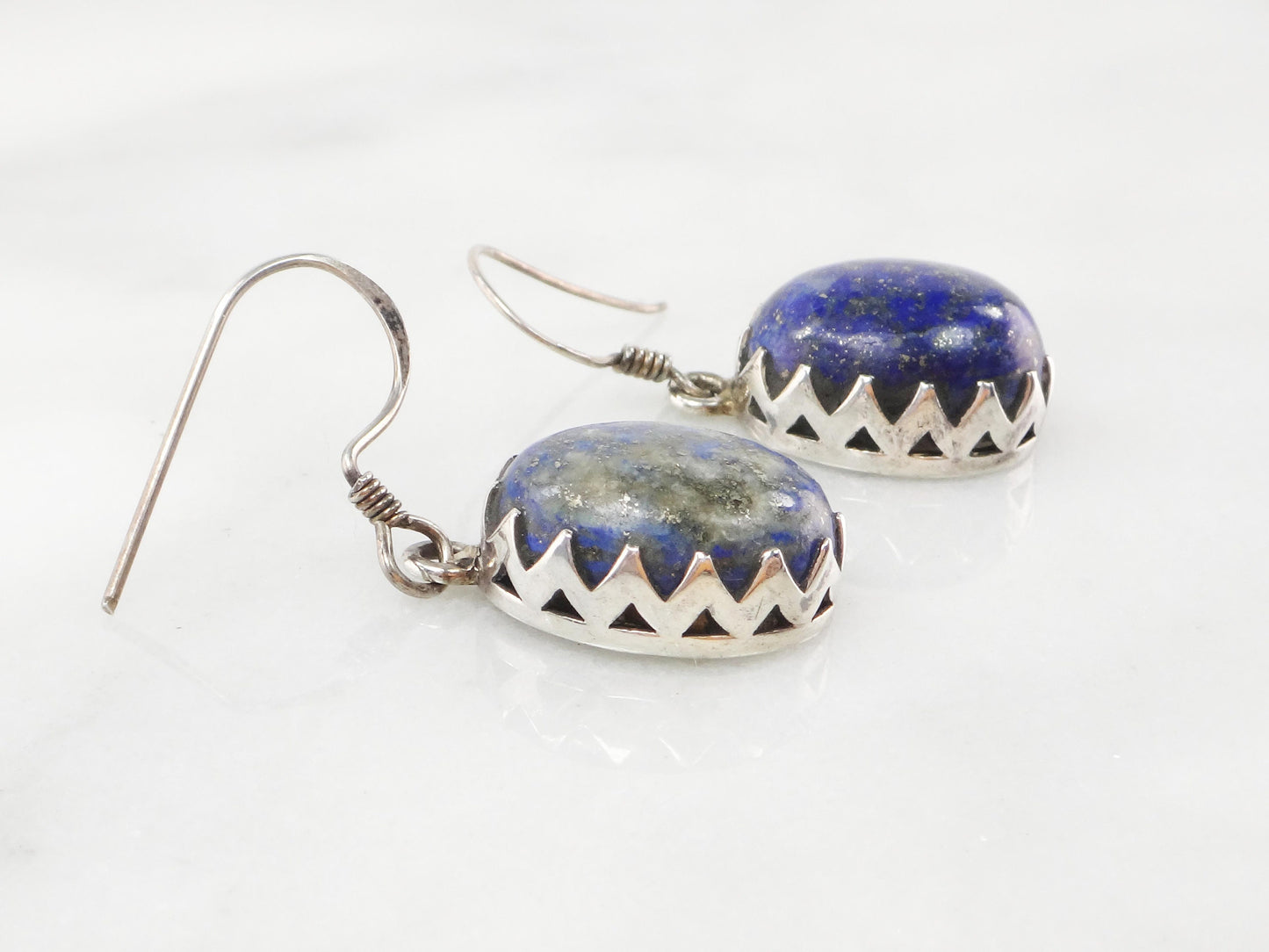 Vintage Sterling Silver Sodalite Dangle Earrings: Blue Stone Jewelry