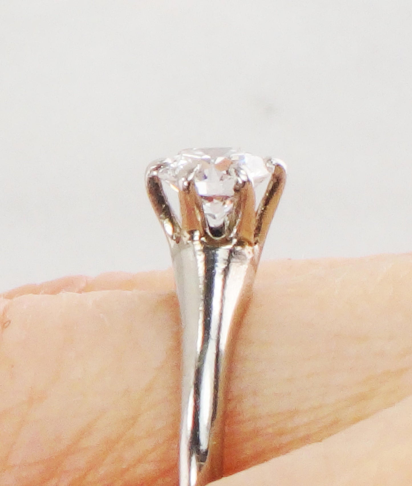 Vintage Palladium Natural Diamond Engagement Ring Round Brilliant .60 Carat Diamond Solitaire Ring