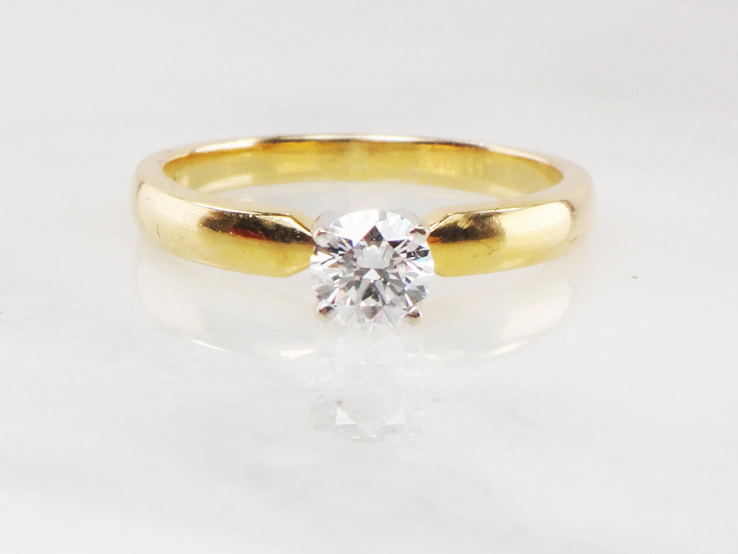 Vintage 14k Yellow Gold Round Natural Diamond Solitaire Engagement Ring High Quality Diamond