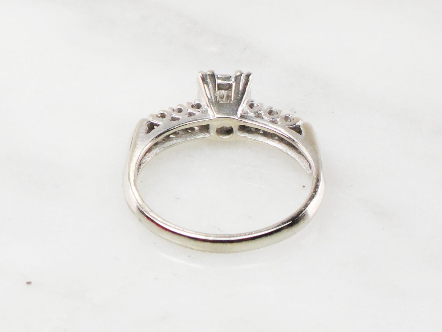 Vintage .55 Carat Diamond Engagement Ring: 14k White Gold, Size 6.5